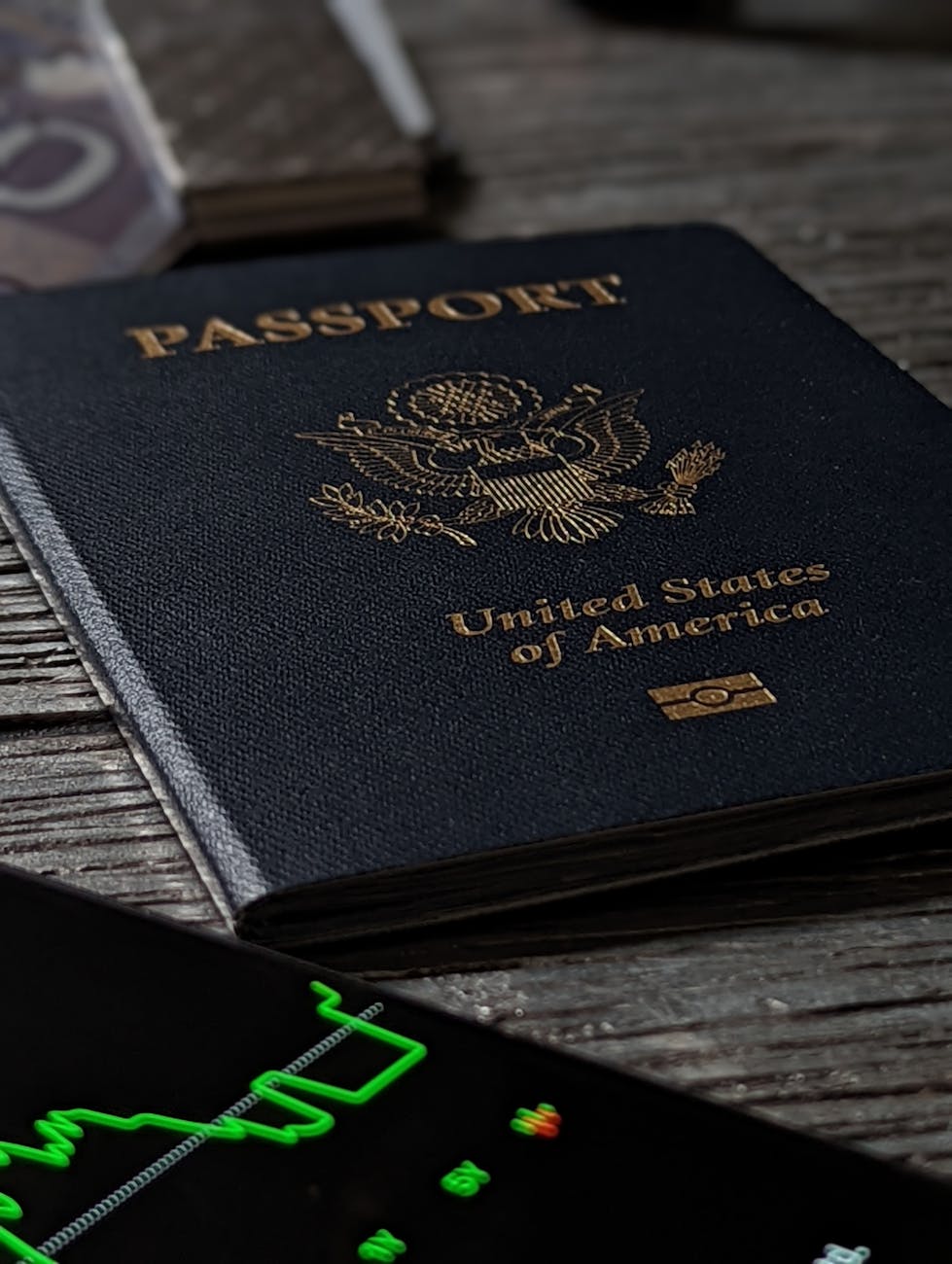 passport on a wooden table